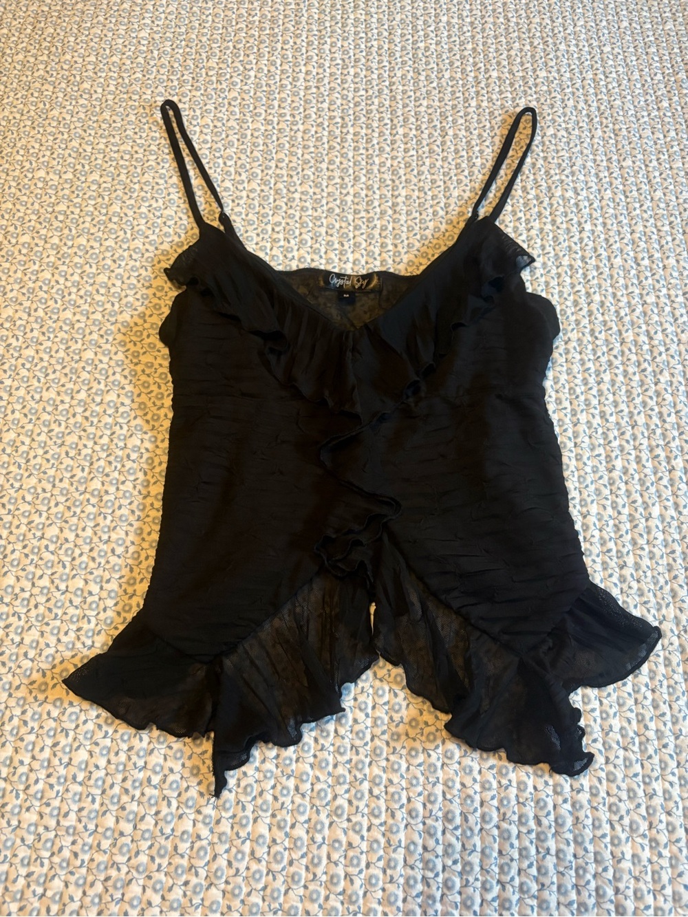 Crystal Sky Black Sheer Camisole Tank